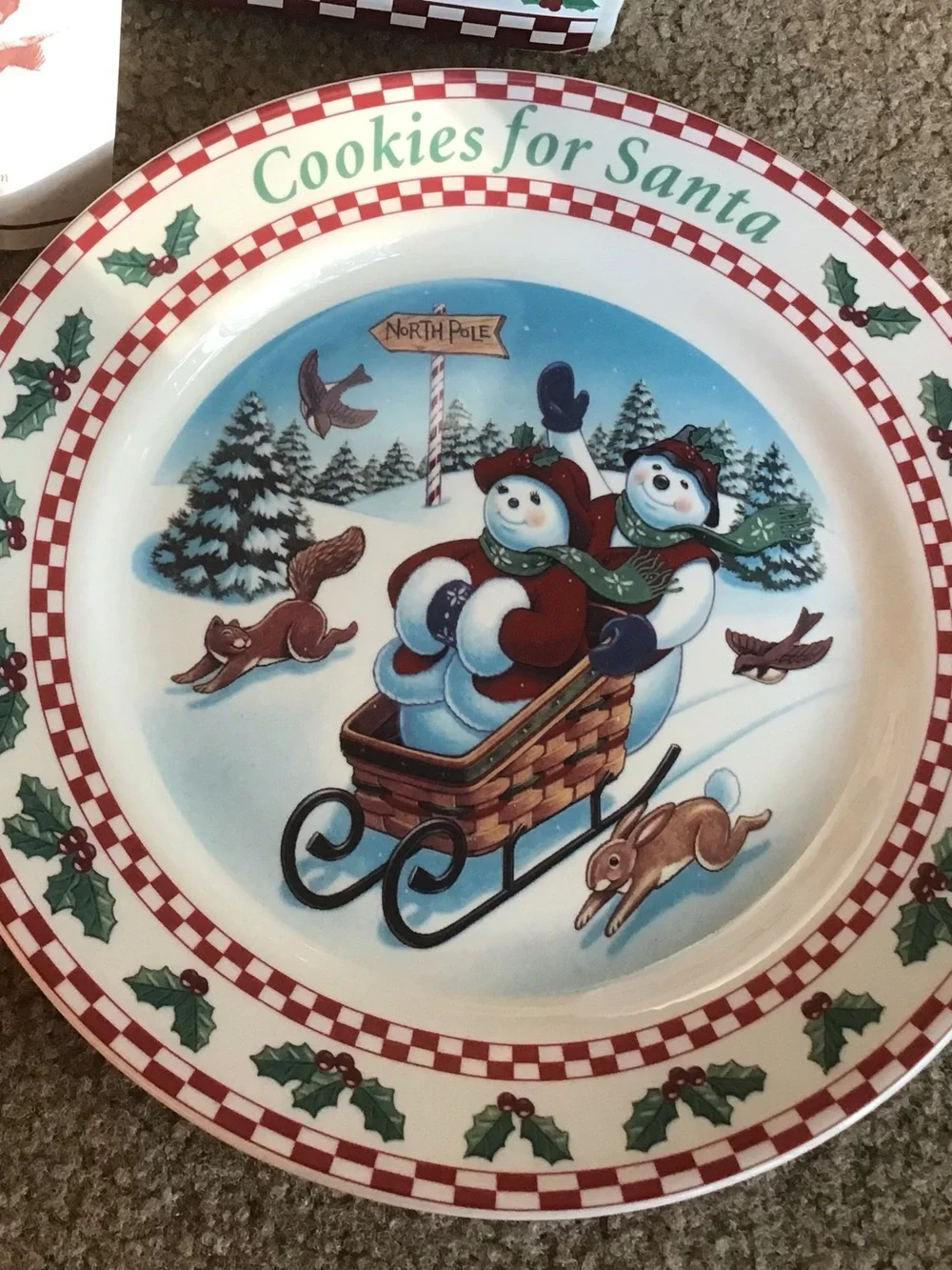 Longaberger 'Cookies for Santa' Snowman Plate & Milk Cup Set w/ Original Box
